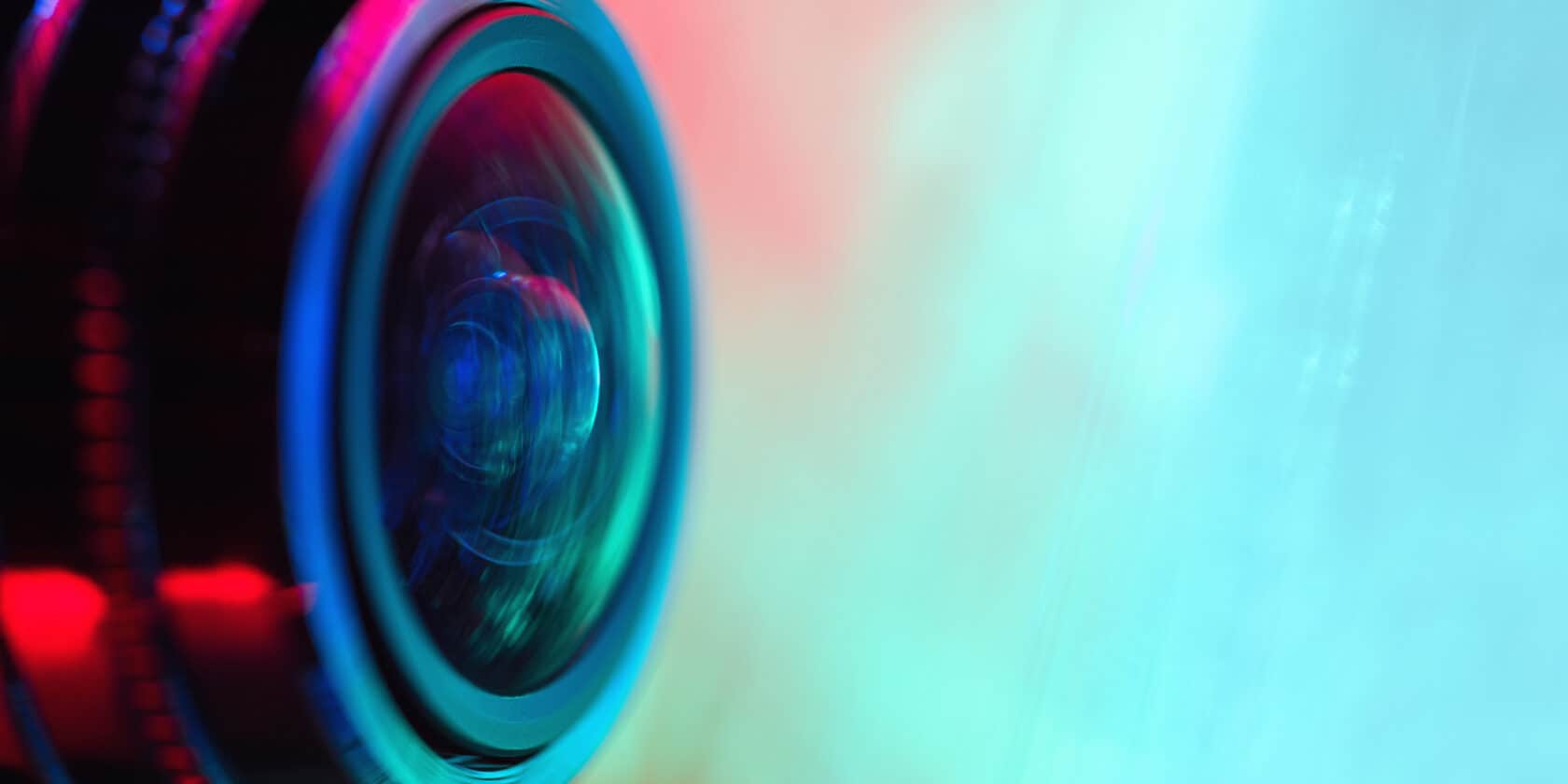 A close up view of a camera lens.
