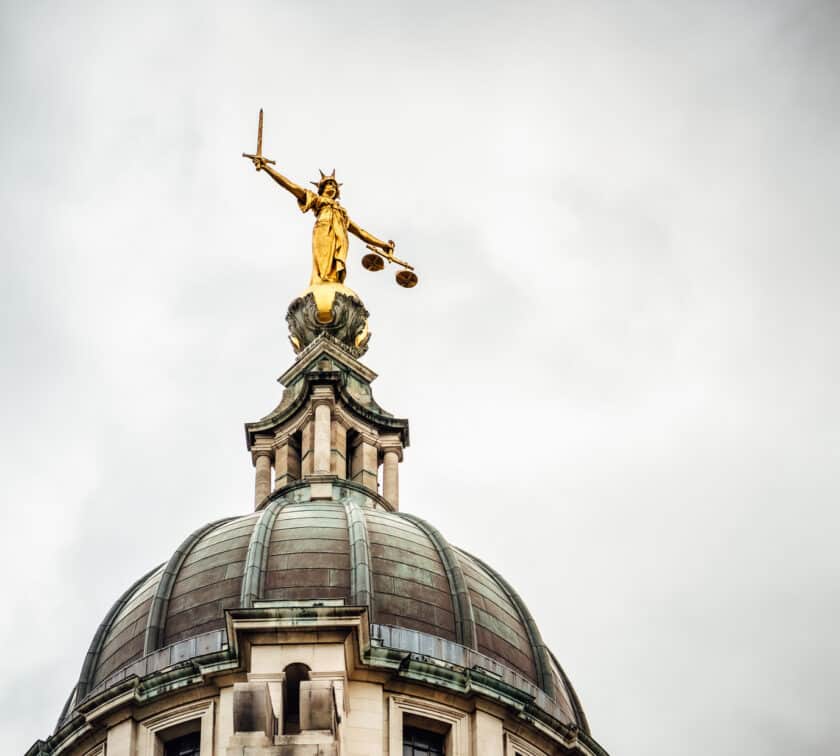 The roof of the Central Criminal Court in London.