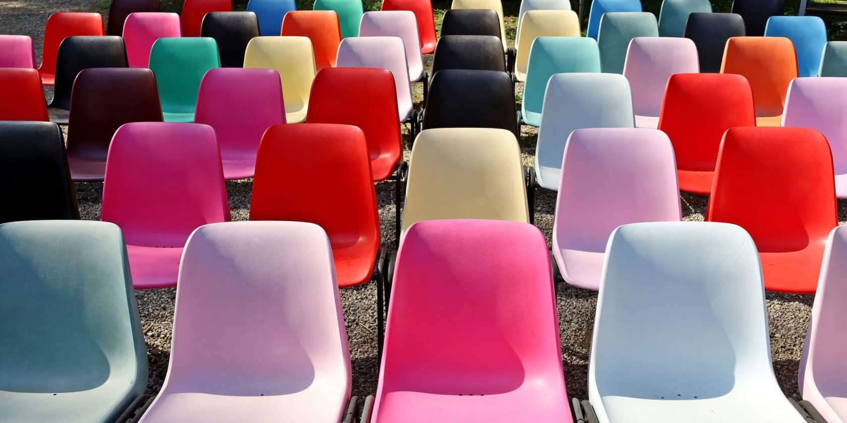 Colorful plastic chairs.