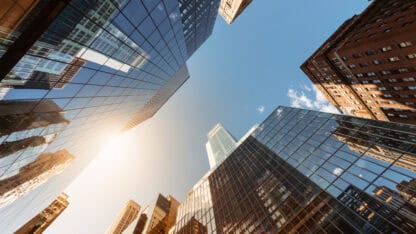 Office skyscraper in the sun