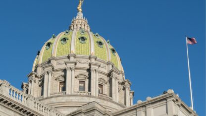The main dome at the Pennsylvania State Capitol Building in Harrisburg, PA.