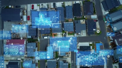 Modern city aerial view and statistics concept. Data analysis. Real estate