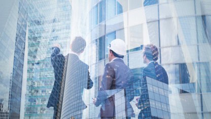 Group of business people discussing a real estate project