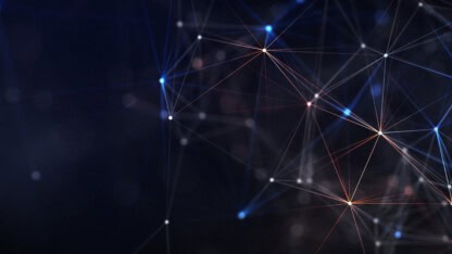 Abstract digital network with glowing nodes and lines on dark background