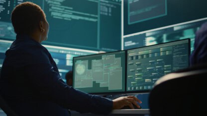 Cyber security expert working on encryption and IT security in agency