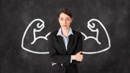 women with strong arms behind her