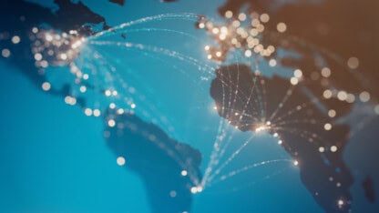 Global connection lines representing international companies dealing with Pillar Two