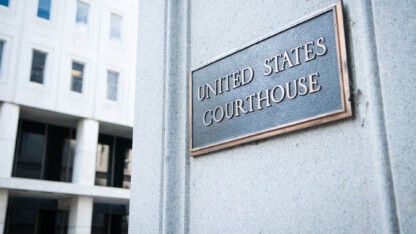 Building sign for a United States Courthouse.