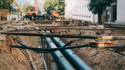 Project installing pipes for wastewater services