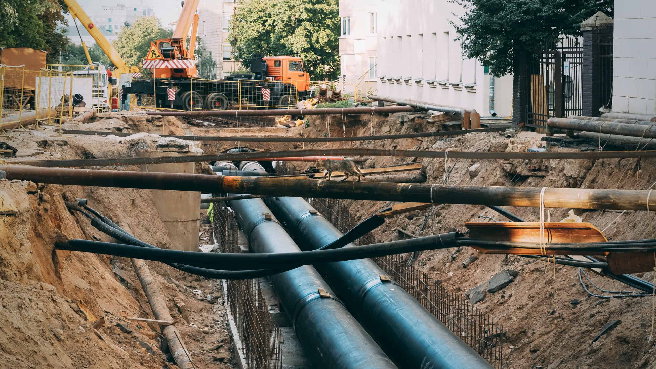 Project installing pipes for wastewater services